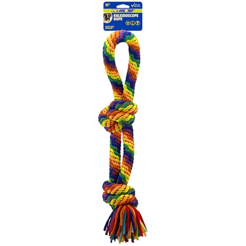 PetSport Kaleidoskop-Seil, Größe XL, 55,9 cm, Kau- und Seilspielzeug für Hunde, perfekt für Tauziehen, leuchtende Regenbogenfarben, strapazierfähiges und dehnbares Jersey-Material von PetSport