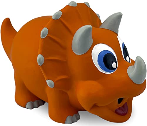PetSport Naturflex Großes Triceratops Latex-Kauspielzeug für Hunde, natürlich, weich, quietschend, ungiftig, Gummi, sicher für Indoor-Spiele, 20,3 cm von PetSport