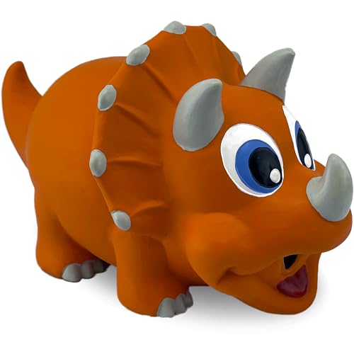 PetSport Naturflex Jumbo Triceratops Latex-Kauspielzeug für Hunde | riesiges, natürliches, weiches, quietschendes, ungiftiges Gummi-Kauspielzeug | sicher für Indoor-Spiele | 30,5 cm von PetSport