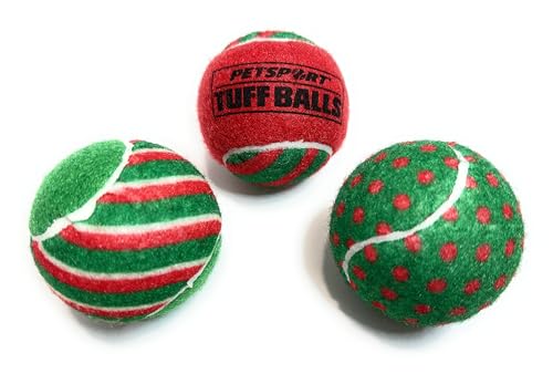 PetSport Quietschender Tennisball für Hunde, 3 Stück, mittelgroß, 6,3 cm, für Haustiere, sicher, langlebig, ungiftiger Filz und Gummi, zum Apportieren, Starten, Chuck oder Werfen im Hundepark von PetSport