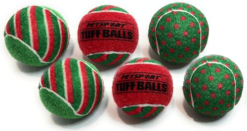 PetSport Quietschender Tennisball für Hunde, 6 Stück, mittelgroß, 6,3 cm, für Haustiere, sicher, langlebig, ungiftig, Filz und Gummi, zum Apportieren, Starten oder Werfen im Hundepark von PetSport