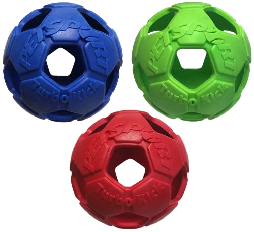 PetSport Turbo-Kick-Fußball-Hundespielzeug, 10,2 cm, Vanilleduft, super strapazierfähiges TPR-Gummi, ultrastark und federnd, zum Apportieren mit Ihrem Haustier, Farben variieren von PetSport