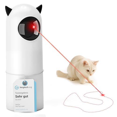 PetTec® Katzen Laserpointer Automatisch [24/7 Katzen BESCHÄFTIGUNG] - Interaktives Katzenspielzeug elektrisch - Katzen Laserpointer - Katzen Beschäftigung Interactive Cat Toy - Laser Pointer Kätzchen von PetTec