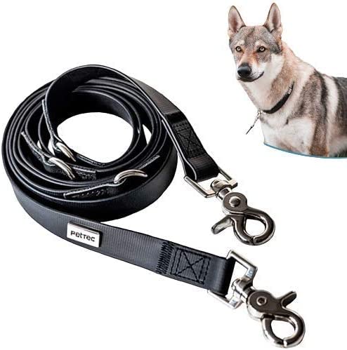 PetTec Hundeleine 2m Führleine für Hunde bis 60kg, leichte Trainingsleine/Ausbildungsleine/Trekkingleine verstellbar aus TRIOFLEX (ähnl. Biothane), wasserabweisend, Dog Lead (Schwarz) von PetTec