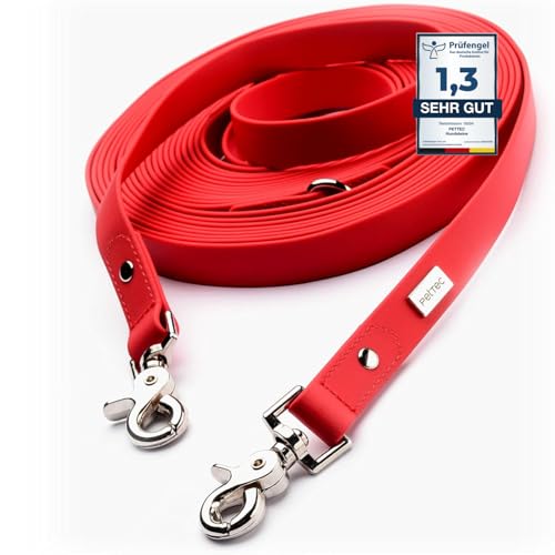 PetTec Hundeleine, Schleppleine & Führleine *5m* bis 80kg, verstellbare Trainingsleine/Ausbildungsleine/Trekkingleine für Hunde aus TRIOFLEX (ähnl. Biothane), wasserabweisend & robust, Dog Leash von PetTec