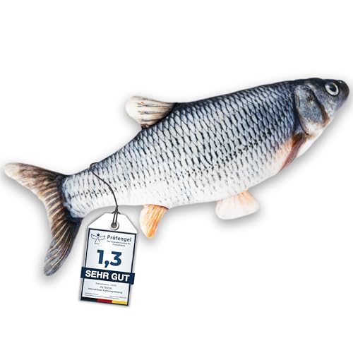PetTec® Fisch-Katzenspielzeug, interaktiv, elektrisch, für Autonomie, beweglicher Fisch für Katzen mit Katzenminze von PetTec