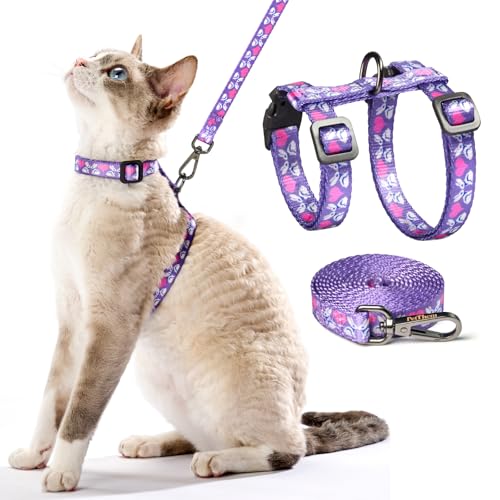 Katzengeschirr und Leine, ausbruchsicher, verstellbar, bequem, weich, leicht, sicher, einfach verwendbar, für Spaziergänge, Reisen, kleine, mittelgroße, große Katzen, violettes Kaninchen im Wunderland Katzengeschirr und Leine, ausbruchsicher, verstellbar, bequem, weich, leicht, sicher, einfach verwendbar, für Spaziergänge, Reisen, kleine, mittelgroße, große Katzen, violettes Kaninchen im Wunderland von PetThem