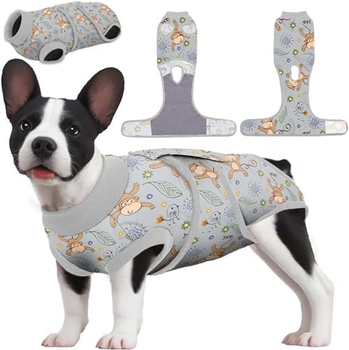 PetWarm Genesungsanzug für Hunde, chirurgischer Genesungsanzug für Hündinnen und Männer, Einteiler für Chirurgie, Anti-Leck-Hundechirurgie Genesungsanzug, Affenmuster, Grau, XS PetWarm Genesungsanzug für Hunde, chirurgischer Genesungsanzug für Hündinnen und Männer, Einteiler für Chirurgie, Anti-Leck-Hundechirurgie Genesungsanzug, Affenmuster, Grau, XS von PetWarm