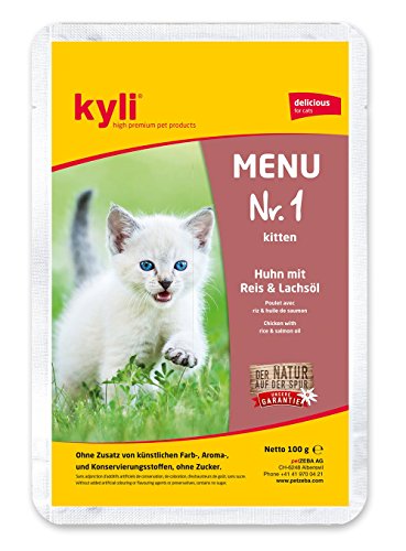 PetZeba Kyli Menu Nr.1 Kitten Huhn mit Reis & Lachsöl (12x100gr) von PetZeba