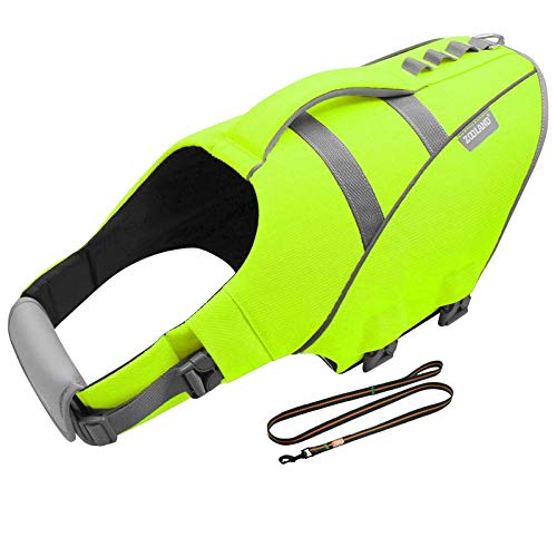 Sicherheitsweste für Hunde, Schwimmfähigkeit, mit Hundeleine, reflektierend und verstellbar, für Welpen, Schwimmer, Dog Life Jacket von PetZon