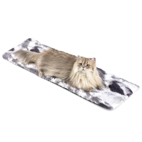 Petace Fensterliege für Katzen Selbstwärmende katzenbett Fensterbank rutschfest, Selbstheizende katzendecke für Fenster 90x28cm, weich und waschbarer Bezug, grau von Petace