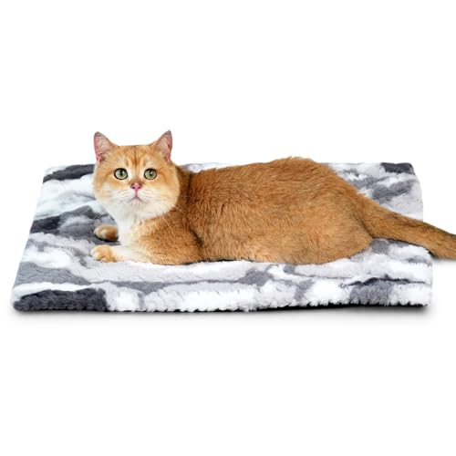 Petace Wärmedecke Katze, Heizdecke für Katzen und Hunde, Selbstheizende Katzendecke für Innen- und Außenbereich, Anti-Slip selbstwärmende Heizmatte thermische Decke Haustier, 60×45cm, grau von Petace