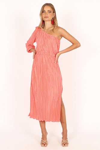 Petal & Pup Damen Pontee One Shoulder Plissee Midi Kleid, Korallenrot, Koralle, X-Small Petal & Pup Damen Pontee One Shoulder Plissee Midi Kleid, Korallenrot, Koralle, X-Small von Petal & Pup
