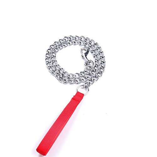 Hundeleine mit Stahlkette, Trainingsleine mit gepolstertem Schlaufengriff, robuste Hundeleine für kleine und mittelgroße Rassen, Größe S, Rot Hundeleine mit Stahlkette, Trainingsleine mit gepolstertem Schlaufengriff, robuste Hundeleine für kleine und mittelgroße Rassen, Größe S, Rot von Petall
