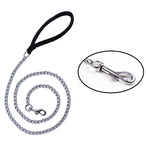 Hundeleine mit Stahlkette, Trainingsleine mit gepolstertem Schlaufengriff, robuste Hundeleine für kleine und mittelgroße Rassen, Größe S, Schwarz Hundeleine mit Stahlkette, Trainingsleine mit gepolstertem Schlaufengriff, robuste Hundeleine für kleine und mittelgroße Rassen, Größe S, Schwarz von Petall