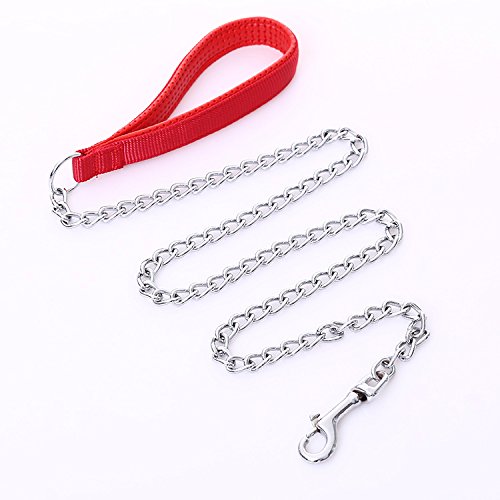 Hundeleine mit Stahlkette und gepolstertem Schlaufengriff, robuste Hundeleine für kleine und mittelgroße Rassen, Größe M, Rot Hundeleine mit Stahlkette und gepolstertem Schlaufengriff, robuste Hundeleine für kleine und mittelgroße Rassen, Größe M, Rot von Petall