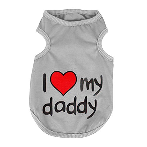 Petalum Haustier Hund welpen süß I LOVE MOMMY Shirt T-shirt Pullover overall mantel samt Kleidung outwear korallen (L, Hell Grau Daddy) von Petalum