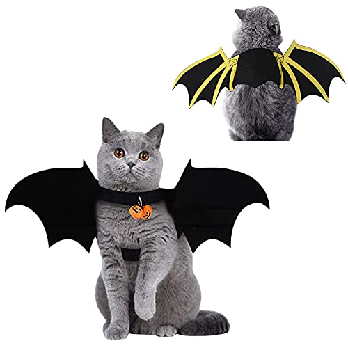 Petalum Haustier-Kostüm, Fledermausflügel, für Katzen, Hunde, Kostüm, niedlich, Kürbis-Glocke, Cosplay, Halloween, Party, Geschenk, Zubehör (L) von Petalum