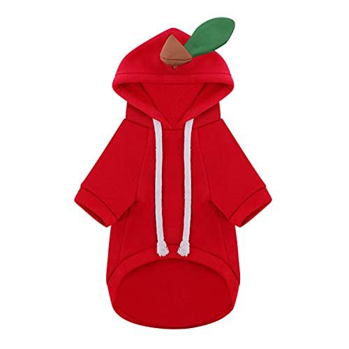 Petalum Hundemantel Hund Hoodie Warm Hundepulli Haustier Kapuzenpullis für Kleine Mittelgroße Hunde warm Hundebekleidung Rote Apfel M von Petalum