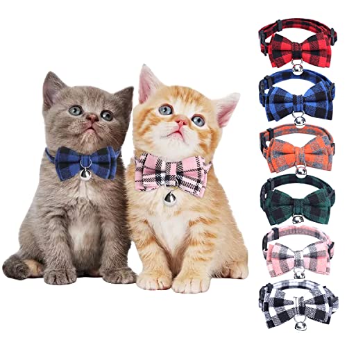 Petalum Katzenhalsband mit Glöckchen und Fliege Katzenhalsbänder mit sicherheitsverschluss Verstellbar 20-30cm Halsband für die meisten Hauskatzen und Welpen von Petalum