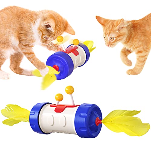 Petalum Katzenspielzeug, interaktiv, mit Federn, Kugeln, Schalter, kreatives Spielzeug, Schaukel, Balance, lustiges Spiel, Zubehör für Haustiere (dunkelblau) von Petalum