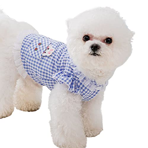 Petalum Weste Kleid für Hunde, Kleidung, Sommer, Haustiere, Rock, Prinzessin, Welpen, kleine Größe, Kostüm, leicht, Rüschen, Spitze, kariert, für Chihuahua, Teddy von Petalum