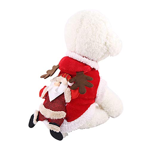 Weihnachten Hundebekleidung Hunde Weihnachtskostüm Haustier Welpen Kostüm Katze Cosplay Weihnachtsmann Rentier Pullover Kapuze Mantel Geschenk (Welpen Rot Rentier, XL) von Petalum