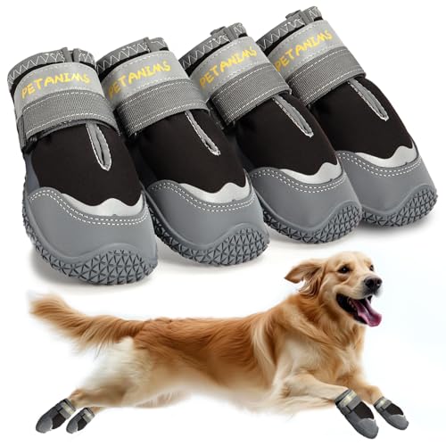 Hundeschuhe mit Aufbewahrungstasche aus Segeltuch für große Hunde: wasserdichte mittelgroße Hundestiefel für den Sommer, heißen Bürgersteig, Winterschneetag, Outdoor-Hundeschuhe und Pfotenschutz zum von Petanims