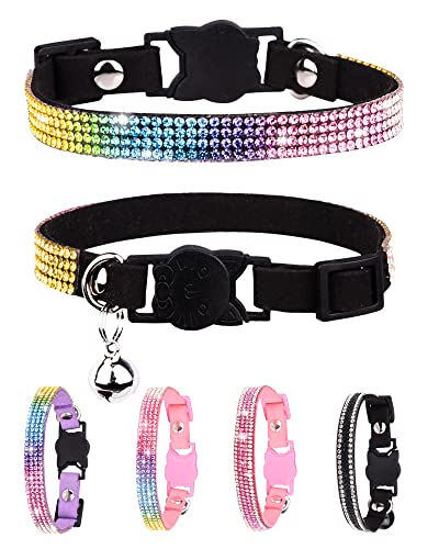 Petank Breakaway Katzenhalsbänder für Mädchen Katzen, Bling Kätzchen Halsband mit Glocke, Niedliches Katzenhalsband mit Glöckchen, Rosa Katzenhalsband, Strass Katzenhalsband.(Schwarz) von Petank