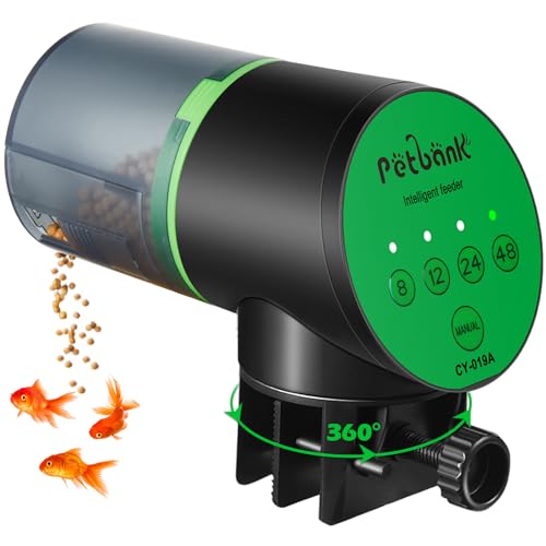 Petbank Automatischer Fisch-Futterspender für Aquarien, batteriebetrieben, Urlaubs-Timer, automatischer Spender mit 2 AAA-Batterien im Lieferumfang enthalten von Petbank