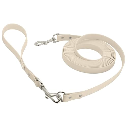 Petbo 5m Kurze Biothane Schleppleine 19mm mit abnehmbaren Kurzführer (ohne Handschlaufe/Kein Verheddern) Extra Breite 19mm für alle Hunde (Weiß - Biothane) von Petbo