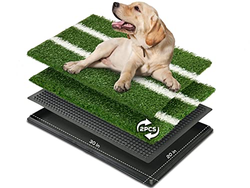 PETBOTIC Hunde-Töpfchen-Tablett für den Innenbereich mit 2 Packungen Ersatz-Gras-Töpfchen-Pad, grün, Ersatz-Töpfchen für den Außenbereich oder die Wohnung (50.8x76.2 cm) von Petbotic