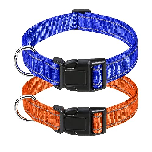 Petbuy 2xreflektierende Nylon-Hundehalsbänder, mit Schnellverschluss-Schnalle, verstellbare Sicherheits-Nylon-Halsbänder für kleine,50.8 cm, Marineblau-Orange) von Petbuy