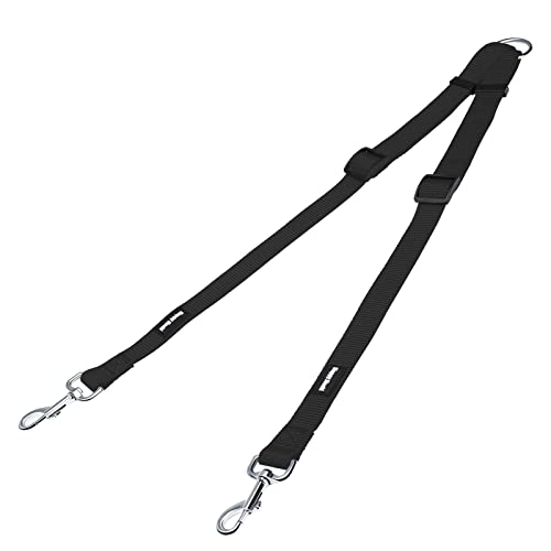HAPPY HACHI Doppelte Hundeleine,Kein Verheddern 360° Drehbarer Doppelleine für 2 Hunde,Einstellbar Coupler Kein Tangle Nylon Wanderung Leine für Hunde Klein Mittlere und Große Lauftraining (Schwarz-S) von HAPPY HACHI