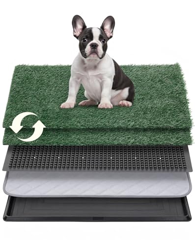 Petcozife 76 x 51 cm Hundetoilette Hundeklo mit 2 Stück Kunstrasen, Wiederverwendbar Waschbar Welpentoilette für Wohnung, Balkon, Zuhause, für Ältere, Kleine, Grosse Hunde von Petcozife