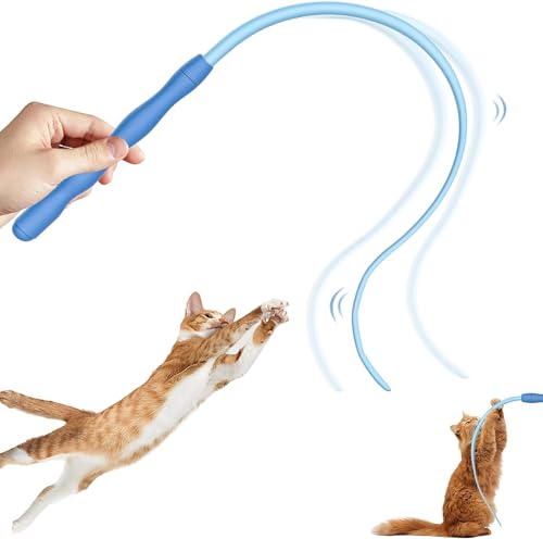 Petcronies Katzenspielzeug, interaktiver Katzenstab für Wohnungskatzen und Kätzchen, langlebig, ungiftig und geruchlos, mit flexiblen Silikonschwänzen. von Petcronies