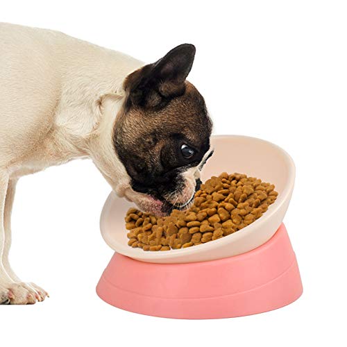 Petdoer Bulldog Futternapf für Hunde, abgeschrägt, geneigt, erhöht, rutschfest, kein Verschütten, für Hunde, Frenchie, Mops, Katze, Welpen, Shih Tzu (Pink) von Petdoer