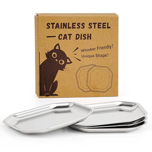 Katzennäpfe aus Edelstahl, flach, 15,2 cm, 4 Stück, für Nassfutter, flache Katzenschüssel, Teller für Innenkätzchen, Katzen und kleine Hunde, leicht zu waschen Katzennäpfe aus Edelstahl, flach, 15,2 cm, 4 Stück, für Nassfutter, flache Katzenschüssel, Teller für Innenkätzchen, Katzen und kleine Hunde, leicht zu waschen von Petdream