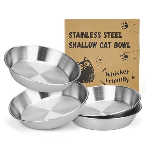 Petdream Breites Schnurrhaar-freundliches Katzenschüssel-Set, 15 cm, Edelstahl-Katzennäpfe, flacher Futternapf, für den Innenbereich, Nass- und Trockenfutter, um Ermüdung des Schnurrhaars zu Petdream Breites Schnurrhaar-freundliches Katzenschüssel-Set, 15 cm, Edelstahl-Katzennäpfe, flacher Futternapf, für den Innenbereich, Nass- und Trockenfutter, um Ermüdung des Schnurrhaars zu von Petdream
