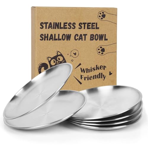 Petdream Breites Schnurrhaar-freundliches Katzenschüssel-Set, 17 cm, Edelstahl-Katzennäpfe, flacher Futternapf, für den Innenbereich, Nass- und Trockenfutter, um Ermüdung des Schnurrhaars zu Petdream Breites Schnurrhaar-freundliches Katzenschüssel-Set, 17 cm, Edelstahl-Katzennäpfe, flacher Futternapf, für den Innenbereich, Nass- und Trockenfutter, um Ermüdung des Schnurrhaars zu von Petdream