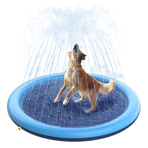 Peteast Hundepool für Große & Kleine Hunde, 1.5 m Sommer Outdoor Garten Hunde Wasserspielzeug, Faltbarer Planschbecken, Hundebad Pool verdickt langlebig Anti-Rutsch Sprinkler Spielmatte von Peteast