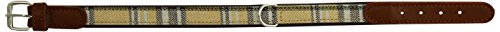 La Cinopelca Hundehalsband Hundehalsband Leder und Canvas Tartan, handgefertigt von Petego