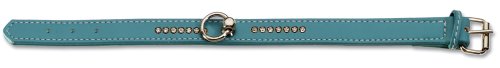 Petego La Cinopelca Hundehalsband, gepolstert, weiches Kalbsleder, mit Kristallen, Hellblau, 1,6 x 38,1 cm Petego La Cinopelca Hundehalsband, gepolstert, weiches Kalbsleder, mit Kristallen, Hellblau, 1,6 x 38,1 cm von Petego