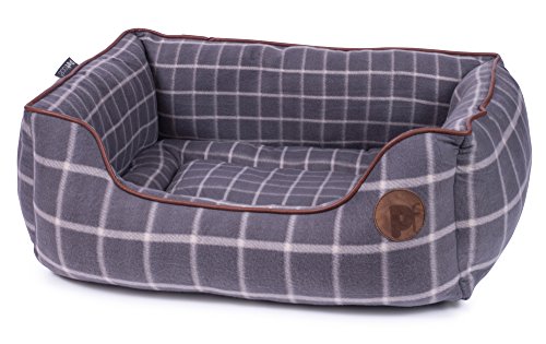 Petface Graues Körbchen aus Fleece mit Karos, rechteckig, L Petface Graues Körbchen aus Fleece mit Karos, rechteckig, L von Petface