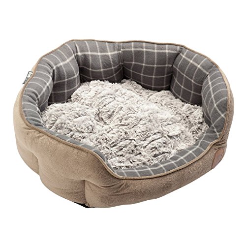 Petface Hunde- oder Katzenbett, oval, aus Bambus, Größe L, Grau von Petface