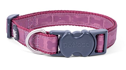 Petface Hundehalsband, Knochendesign Ton-in-Ton beerenfarben, mittelgroß von Petface