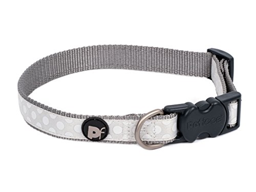 Petface Hundehalsband, Nylon, gepunktet Ton-in-Ton, mittelgroß, hellgrau von Petface