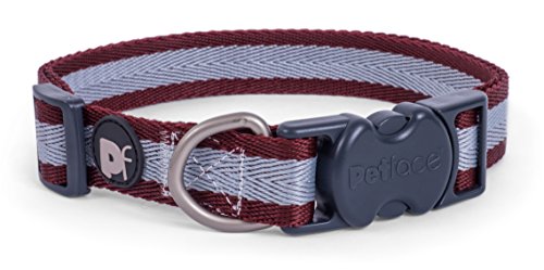 Petface Hundehalsband gestreift, klein, dunkelrot von Petface