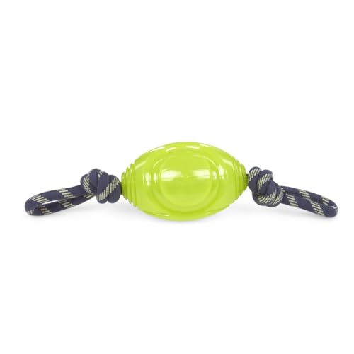 Petface Outdoor Paws Rugbyball mit Seil, leuchtet im Dunkeln, 1 Stück von Petface