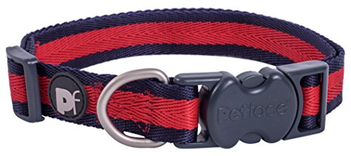 Petface Scarlet Stripe Pattern Dog Halsband, groß von Petface